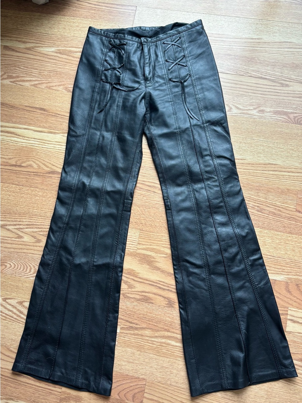 Leather Lace-Up Detail Pants